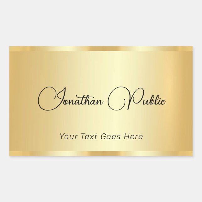 Elegante Gold Look Script Template Typografie Rechteckiger Aufkleber (Vorderseite)