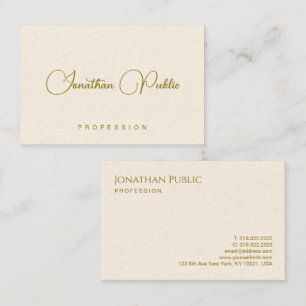 Elegante Gold Look Text Signature Cream Typografie Visitenkarte