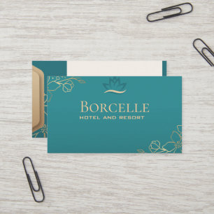 Elegante Gold-Lotos-Teal-Hotel-Resort-Visitenkarte Visitenkarte