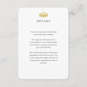Elegante Gold Lotus Blume Hochzeiten Details Begleitkarte