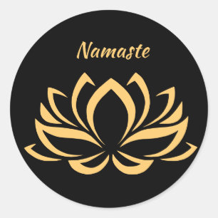 Elegante Gold Lotus Blume Namaste Zen Yoga Runder Aufkleber