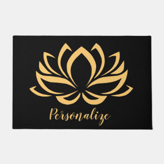 Elegante Gold Lotus Blume Zen Yoga Mit Monogramm Fußmatte