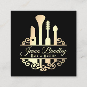 Elegante Gold-Makeup-Tools Schönheitsbranche Quadratische Visitenkarte