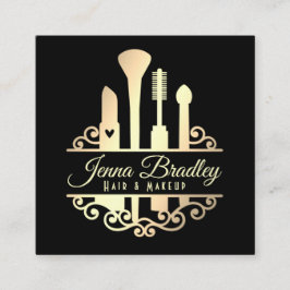 Elegante Gold Makeup Tools Schönheitsindustrie Quadratische Visitenkarte