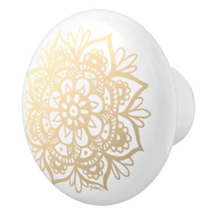 Elegante Gold Mandala Blume Keramikknauf