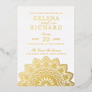 Elegante Gold Mandala Wedding Foil Einladung