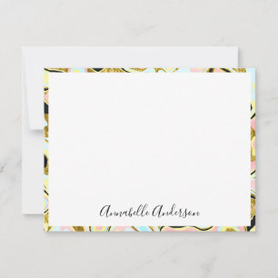 Elegante Gold Marble Border Note Card Mitteilungskarte