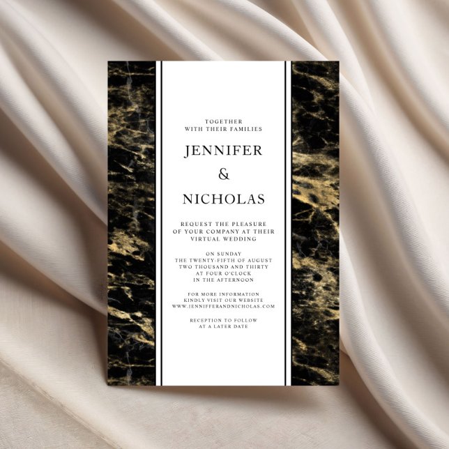 Elegante Gold Marble Virtual Wedding Einladung (Elegant Gold Marble Virtual Wedding Invitation)