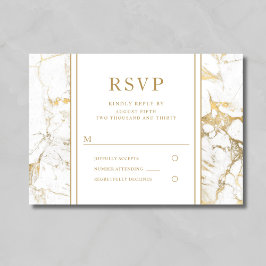 Elegante Gold Marble Wedding RSVP Card Karte