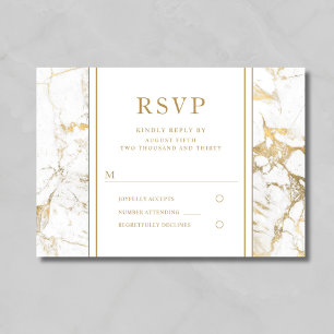 Elegante Gold Marmor Hochzeit RSVP Karte