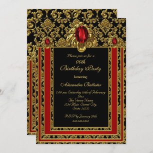 Elegante Gold marokkanischen Stil Red Gem Geburtst Einladung