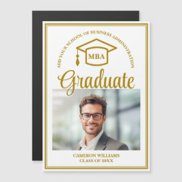 Elegante Gold MBA Abschluss Foto Magnet Card