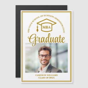 Elegante Gold MBA Abschluss Foto Magnet Card