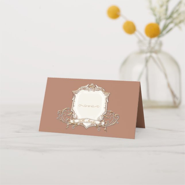 Elegante Gold Metallic Platzkarte (Vorderseite)