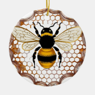 Elegante Gold Metallische Biene Art Deco Keramik Ornament