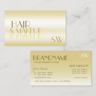 Elegante Gold Mirror Letters mit Monogram Luxury Visitenkarte