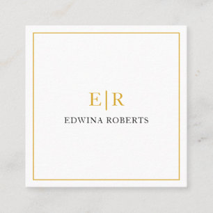 Elegante Gold Monogram Beruflich Quadratische Visitenkarte
