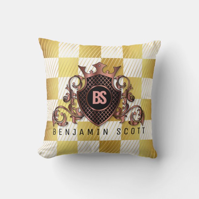 Elegante Gold Monogram Design Thow Kissen (Vorderseite)