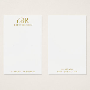 Elegante Gold Monogram Earring Display Card