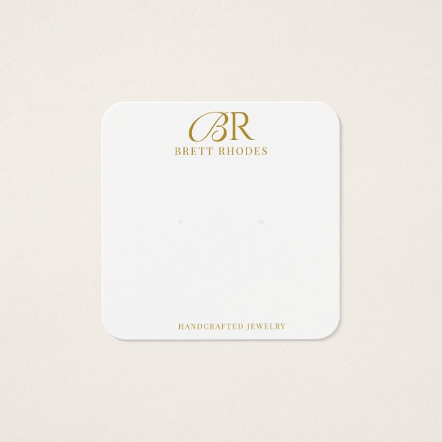 Elegante Gold Monogram Earring Display Card (Vorderseite)