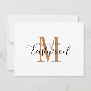 Elegante Gold Monogram Flat Note Card Mitteilungskarte