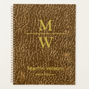 Elegante Gold Monogram Luxe Texture Gold Letters Planer