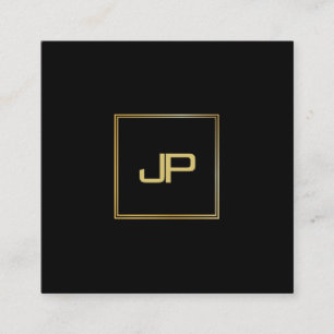 Elegante Gold Monogram Luxuriöse moderne Vorlage Quadratische Visitenkarte