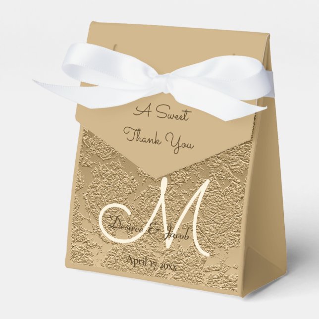 Elegante Gold Monogram Moderne Hochzeit Geschenkschachtel (Vorderseite)