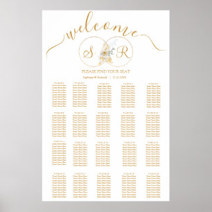 Elegante Gold Monogram Seating Chart Poster