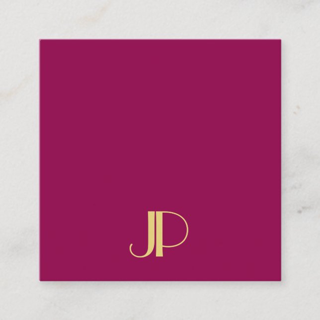 Elegante Gold Monogram Template Moderne Viva Magen Quadratische Visitenkarte (Vorderseite)