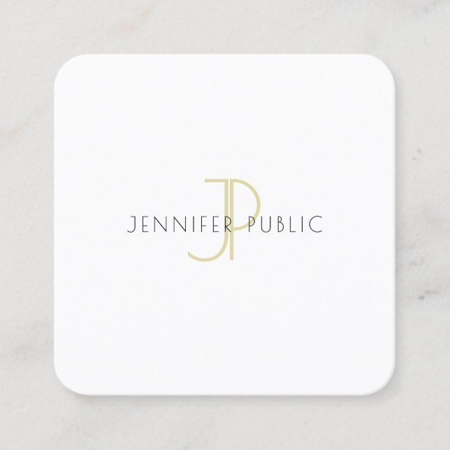 Elegante Gold Monogram Trendy Modern Template Chic Quadratische Visitenkarte (Vorderseite)