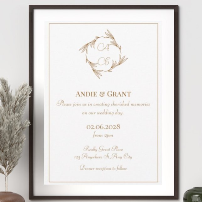 Elegante Gold Monogram Wedding Einladung (Von Creator hochgeladen)