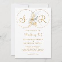 Elegante Gold Monogram Wedding Einladung