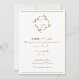 Elegante Gold Monogram Wedding Einladung