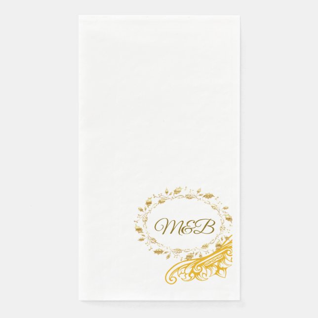 Elegante Gold Monogram Wedding Napkin - M&B Design Serviette (Vorderseite)