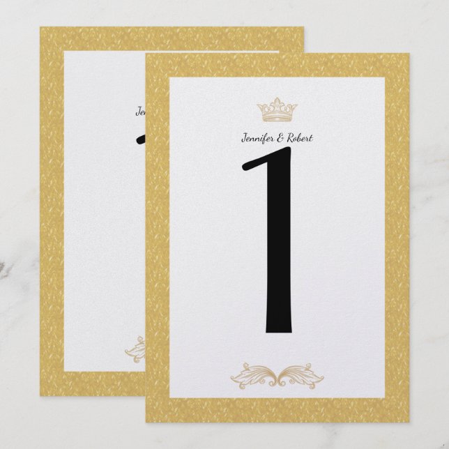 Elegante Gold Monogram Wedding Tischnummer (Vorne/Hinten)