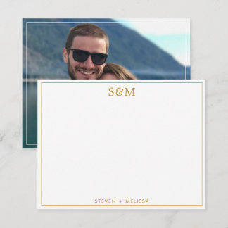 Elegante Gold Monogramm Anfangsbuchstaben Paar Nam Mitteilungskarte