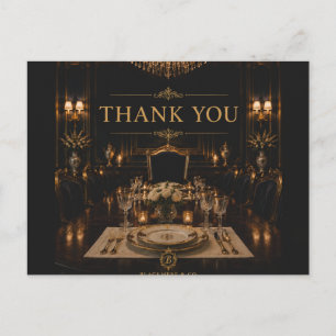Elegante Gold-Monogramm-Dankeschön-Postkarte Postkarte