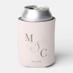 Elegante Gold Monogramm Rosé Hochzeit Dosenkühler