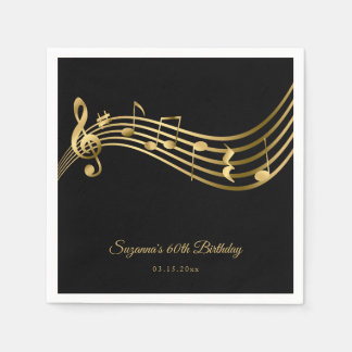 Elegante Gold Musiknoten Moderne 60. Geburtstag Serviette