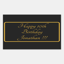 Elegante Gold Name Happy Birthday Rectangle Aufkle