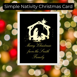 Elegante Gold Nativity Weihnachtskarte Folien Feiertagspostkarte