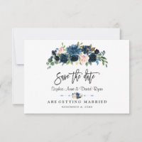 Elegante Gold Navy Blue Blush Blume Handwriting