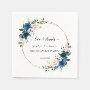 Elegante Gold Navy Blue Pink Blume Rente Serviette