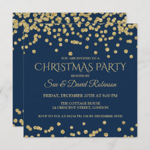 Elegante Gold Navy Glitzer Weihnachtsfeier Einladung