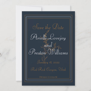 Elegante Gold-, Navy- und White-Save the Date-Kart Save The Date