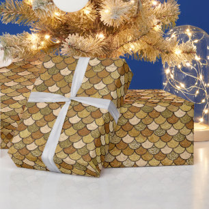 Elegante Gold-Ombre-Glitter-Meerjungfrau-Schuppen Geschenkpapier