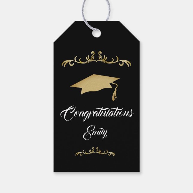 Elegante Gold Ornament Herzlichen Glückwunsch Grad Geschenkanhänger (Vorderseite)