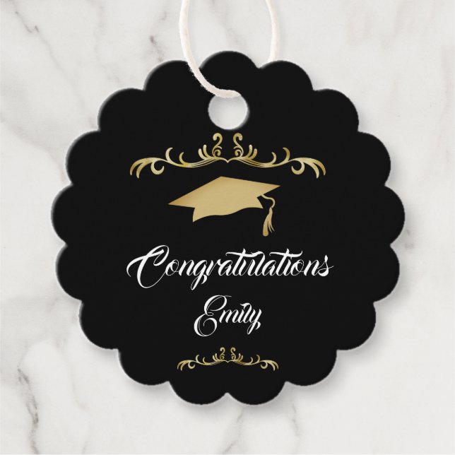 Elegante Gold Ornament Herzlichen Glückwunsch Grad Geschenkanhänger (Vorderseite)