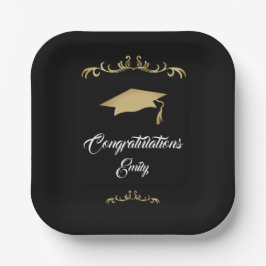 Elegante Gold Ornament Herzlichen Glückwunsch Grad Pappteller